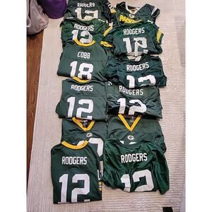 Aarron Rodgers Green Bay Packers Jersey Lot Of 12 Football Nike Reebok Mix Sizes